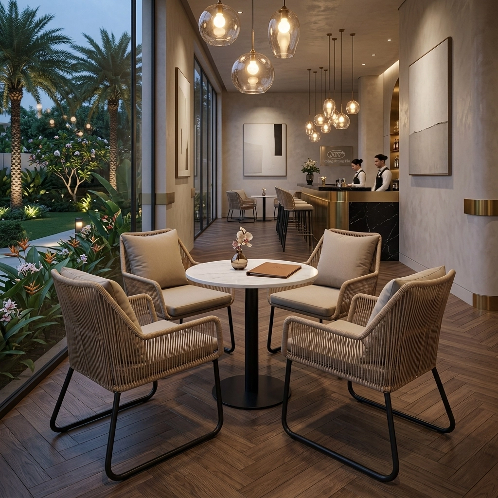 Bộ Bàn Ghế Đan Nhựa Giả Mây HTT 01