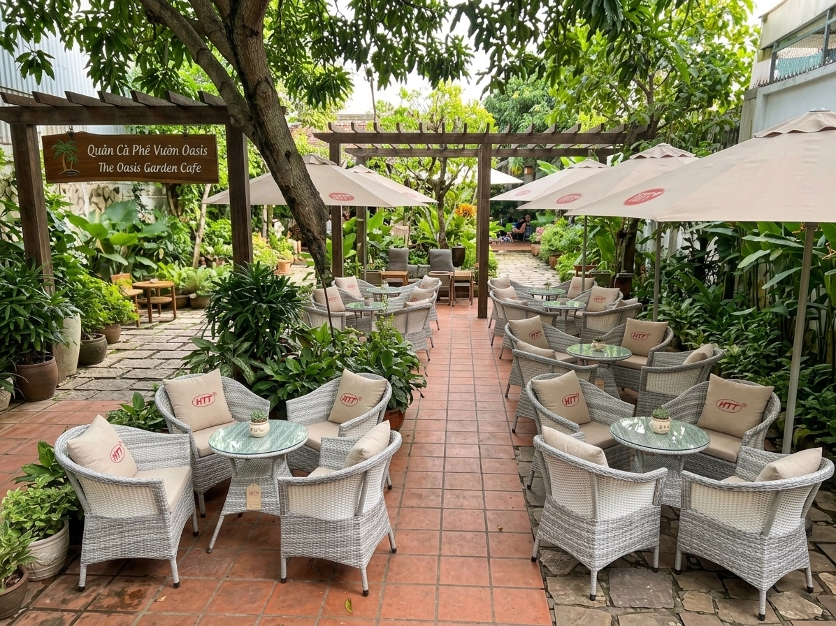 Bộ bàn ghế nhựa giả mây HTT 02