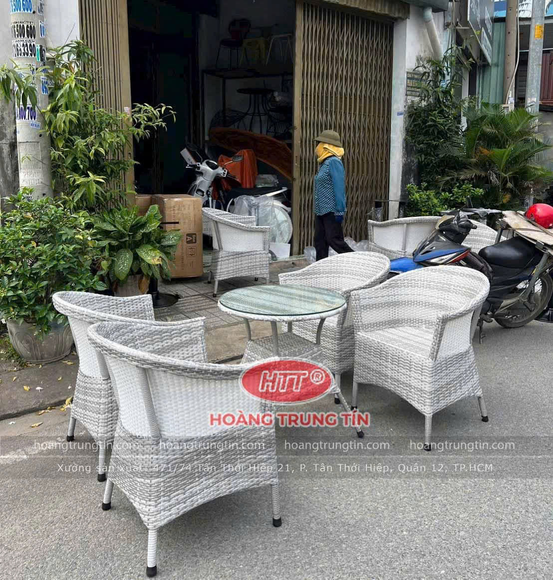 Bộ bàn ghế nhựa giả mây HTT 02