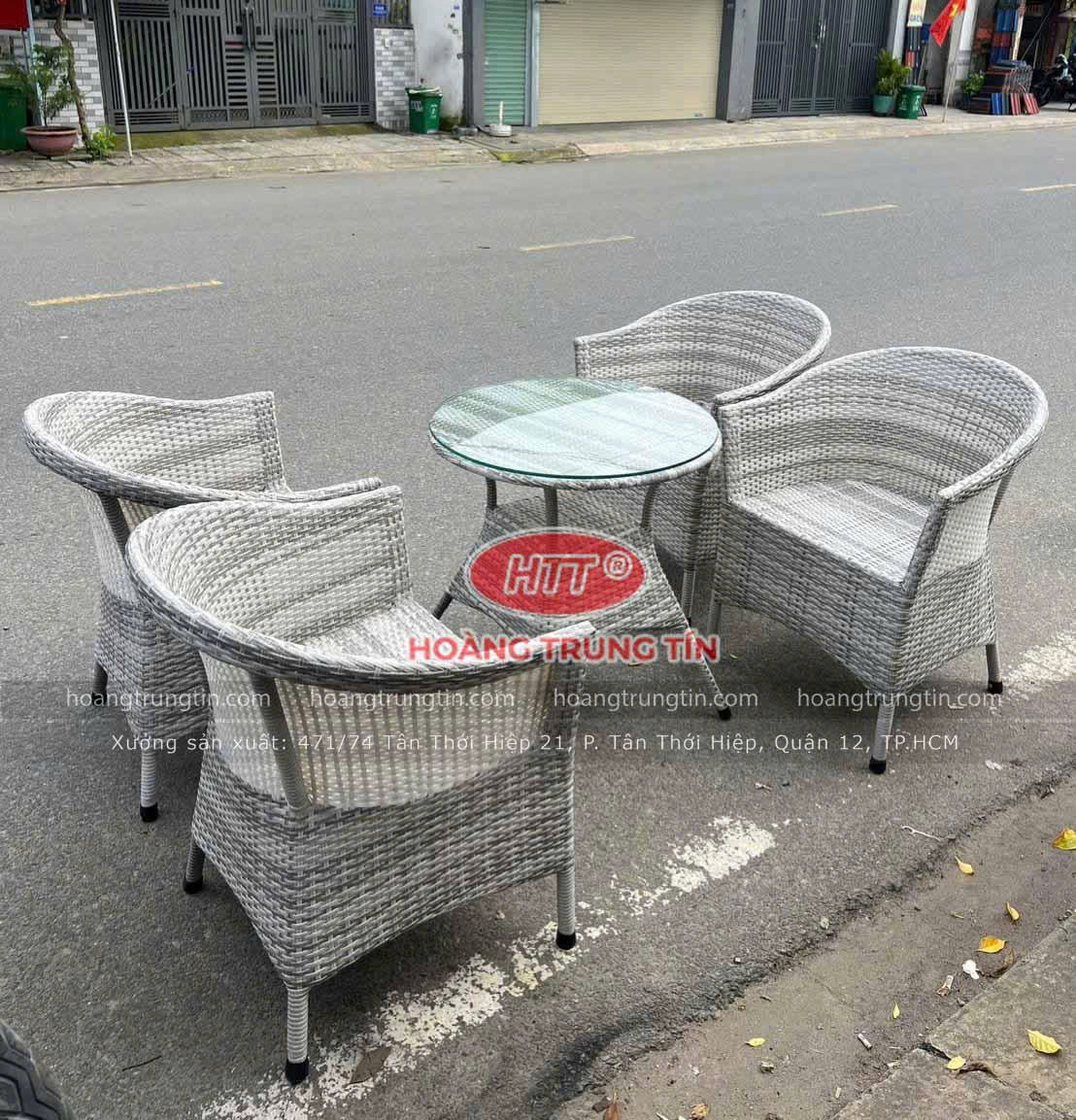 Bộ bàn ghế nhựa giả mây HTT 02