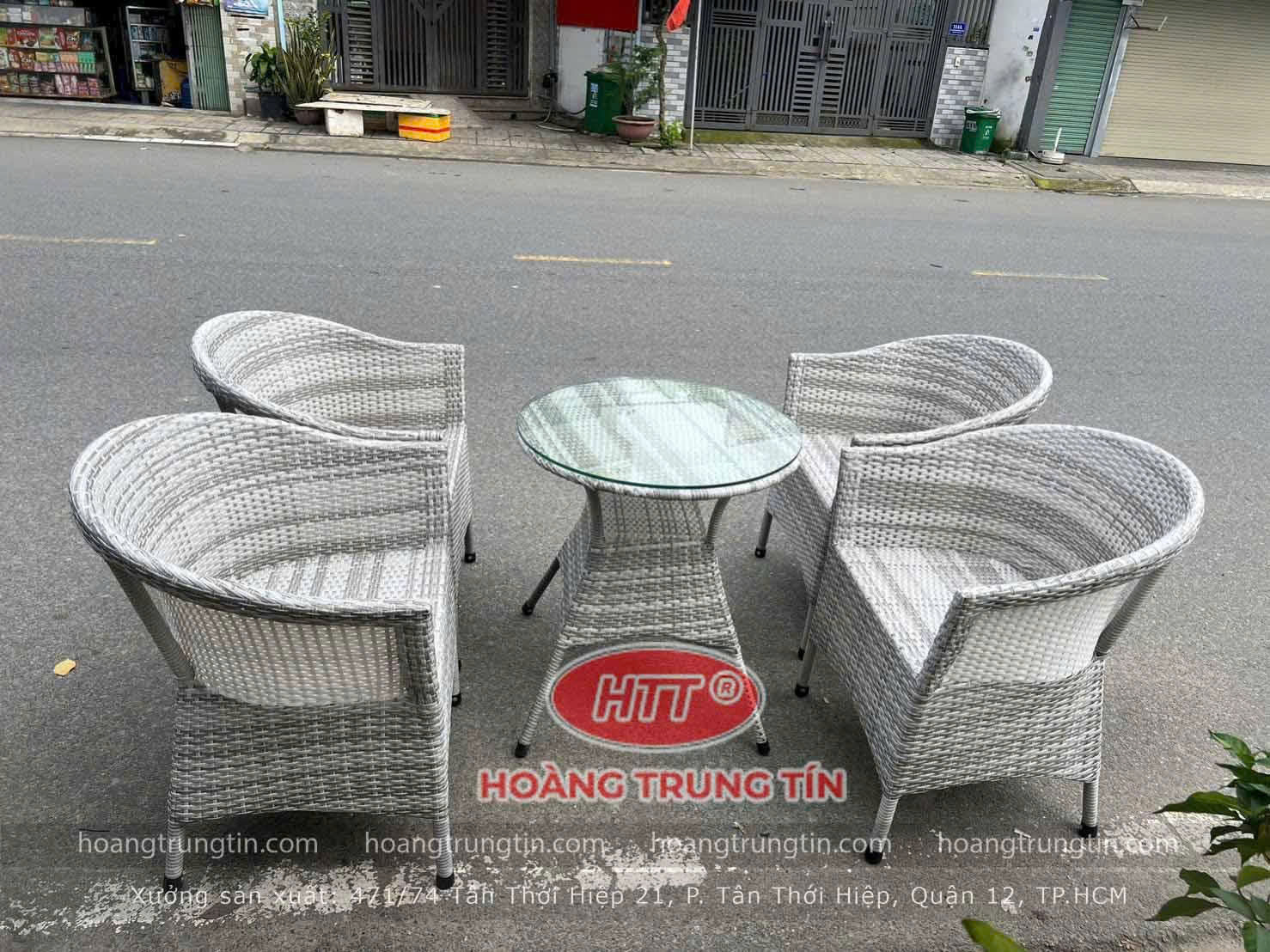 Bộ bàn ghế nhựa giả mây HTT 02