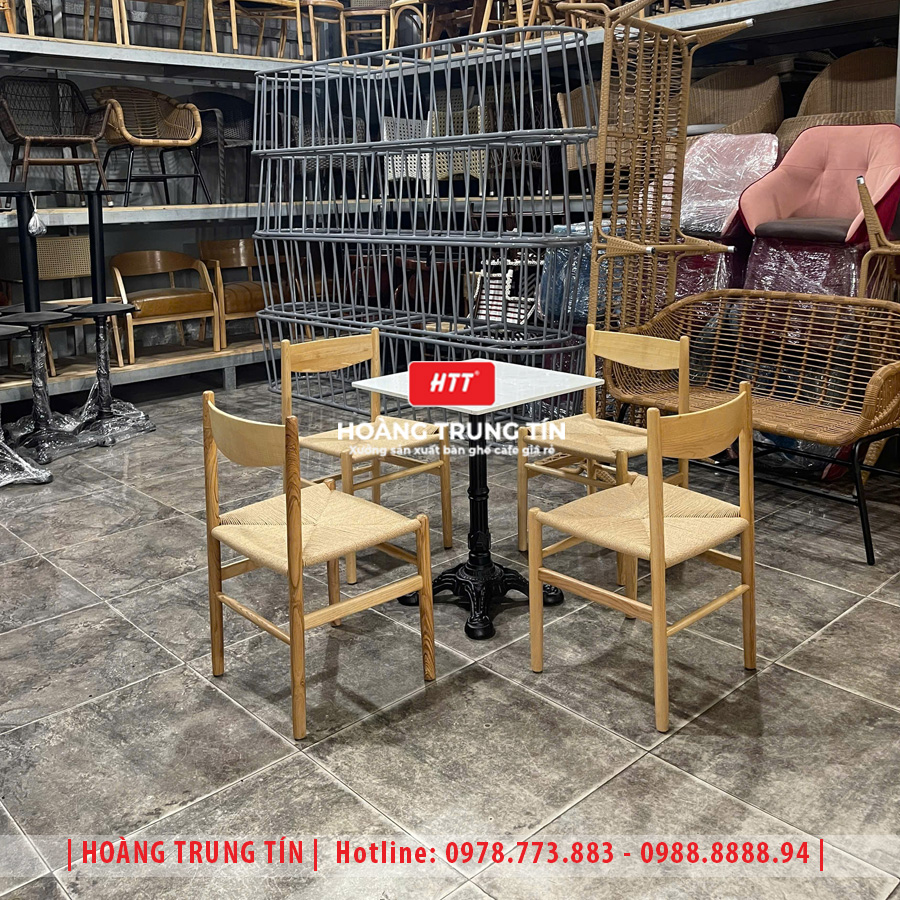 Ghế cafe khung gỗ đan dây cói HTT01