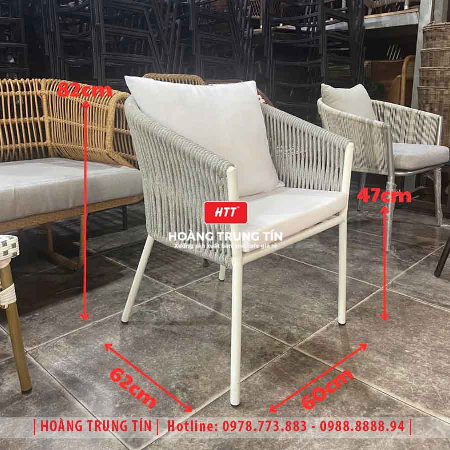 Ghế cafe khung sắt đan dây dù HTT01