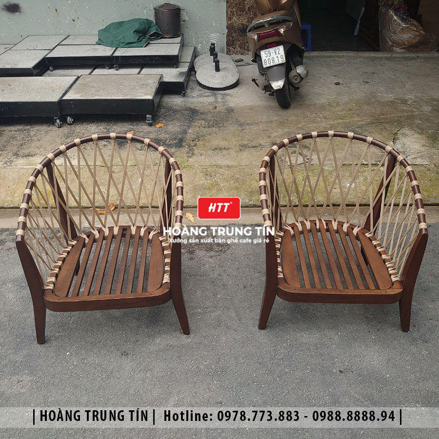 Ghế cafe khung gỗ đan dây dù HTT01