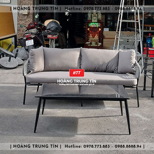 Sofa sắt nệm đan dây dù cao cấp HTT002