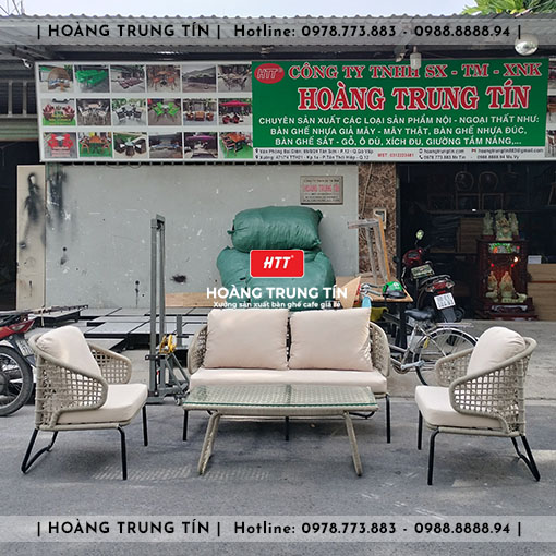 Sofa sắt nệm đan dây dù cao cấp HTT001