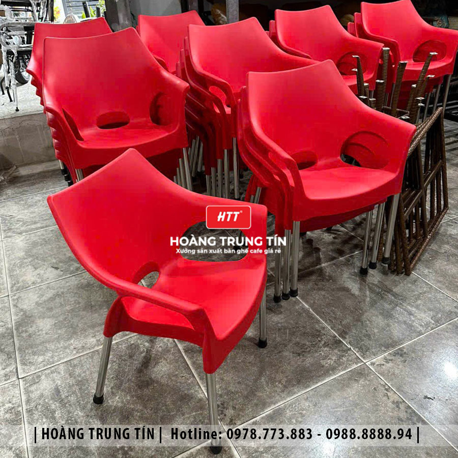 Ghế cafe nhựa đúc chân inox HTT06