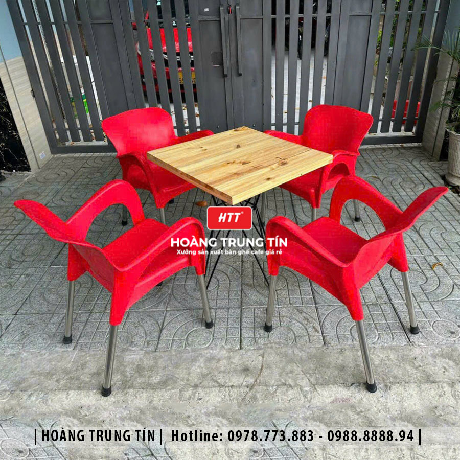 Ghế cafe nhựa đúc chân inox HTT04