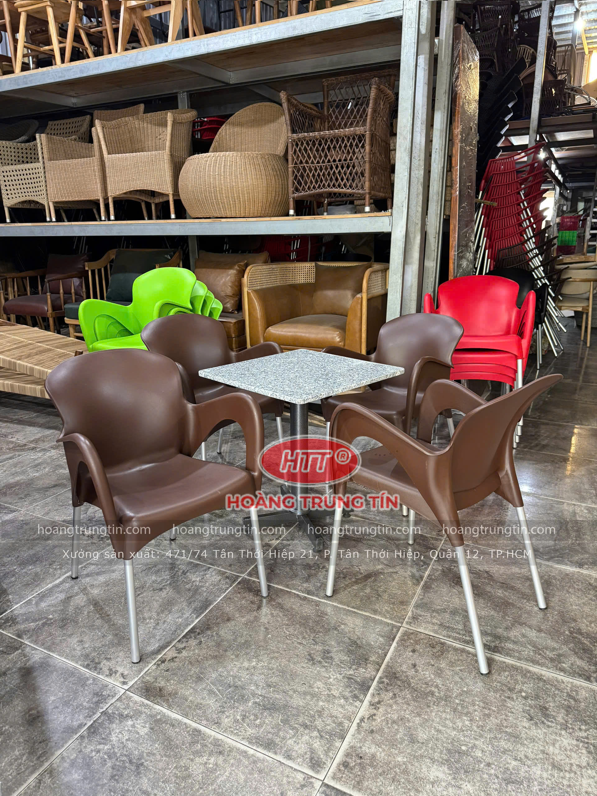 Ghế nhựa đúc chân nhôm HTT-07