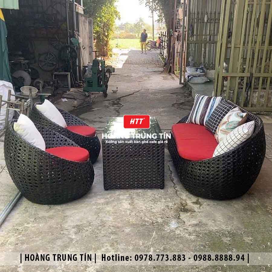 Sofa trứng đan nhựa giả mây HTT19