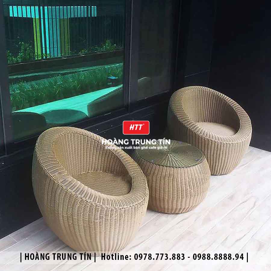 Sofa trứng đan nhựa giả mây HTT03