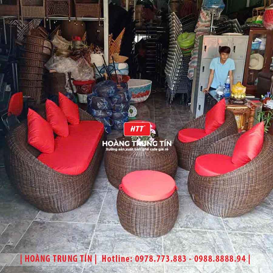 Sofa trứng đan nhựa giả mây HTT24