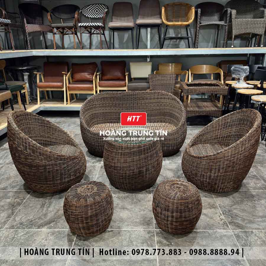 Sofa trứng đan nhựa giả mây HTT27