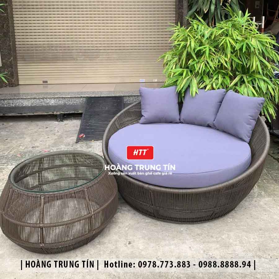 Sofa trứng đan nhựa giả mây HTT34
