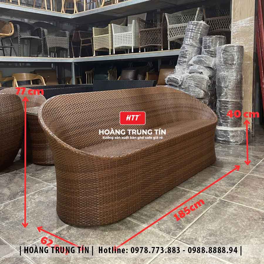 Sofa trứng đan nhựa giả mây HTT18