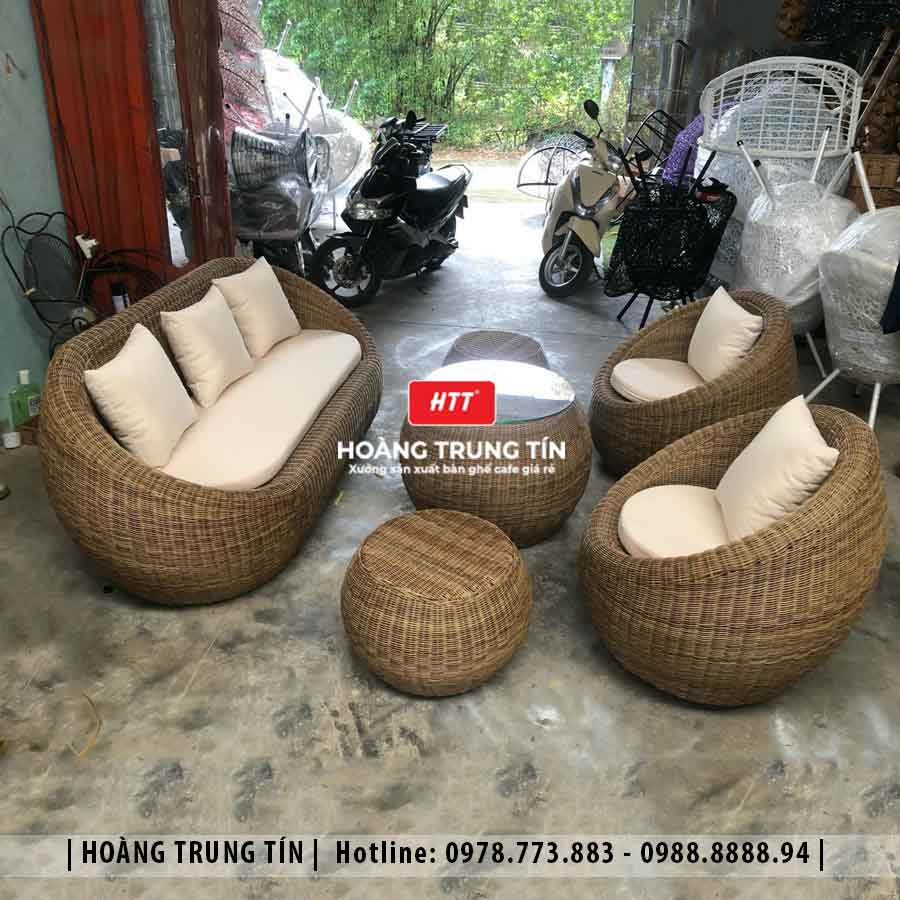 Sofa trứng đan nhựa giả mây HTT15