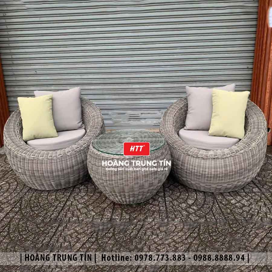Sofa trứng đan nhựa giả mây HTT33