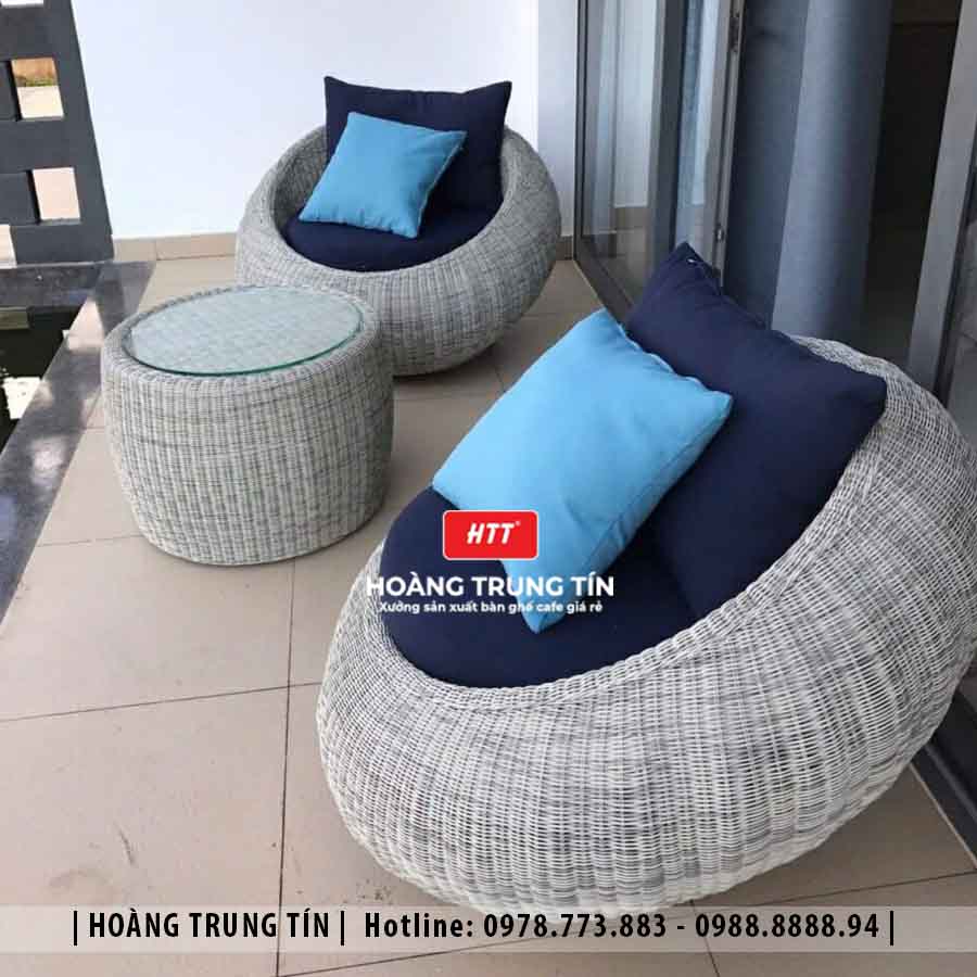 Sofa trứng đan nhựa giả mây HTT32