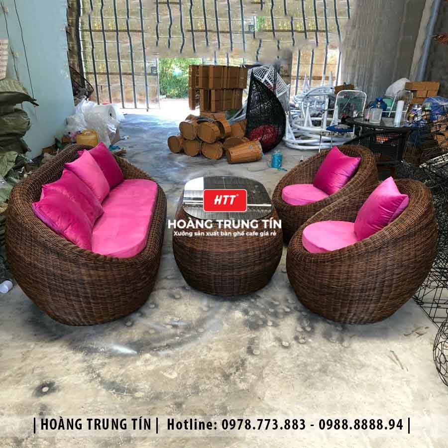 Sofa trứng đan nhựa giả mây HTT14