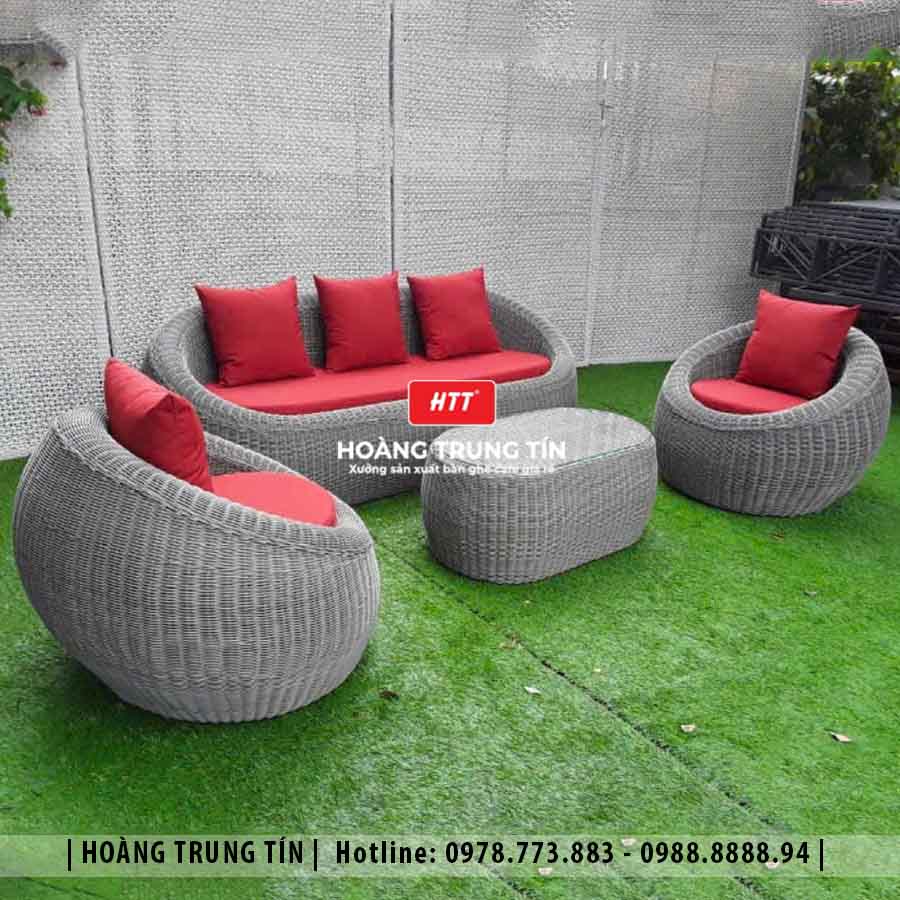 Sofa trứng đan nhựa giả mây HTT22