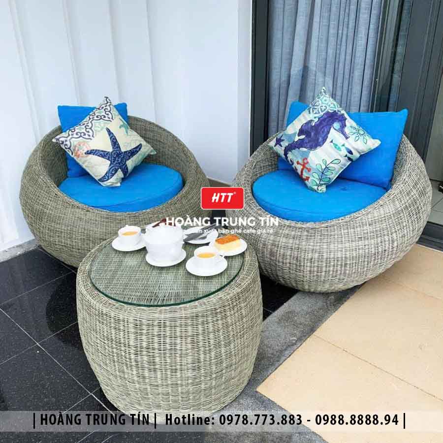 Sofa trứng đan nhựa giả mây HTT23