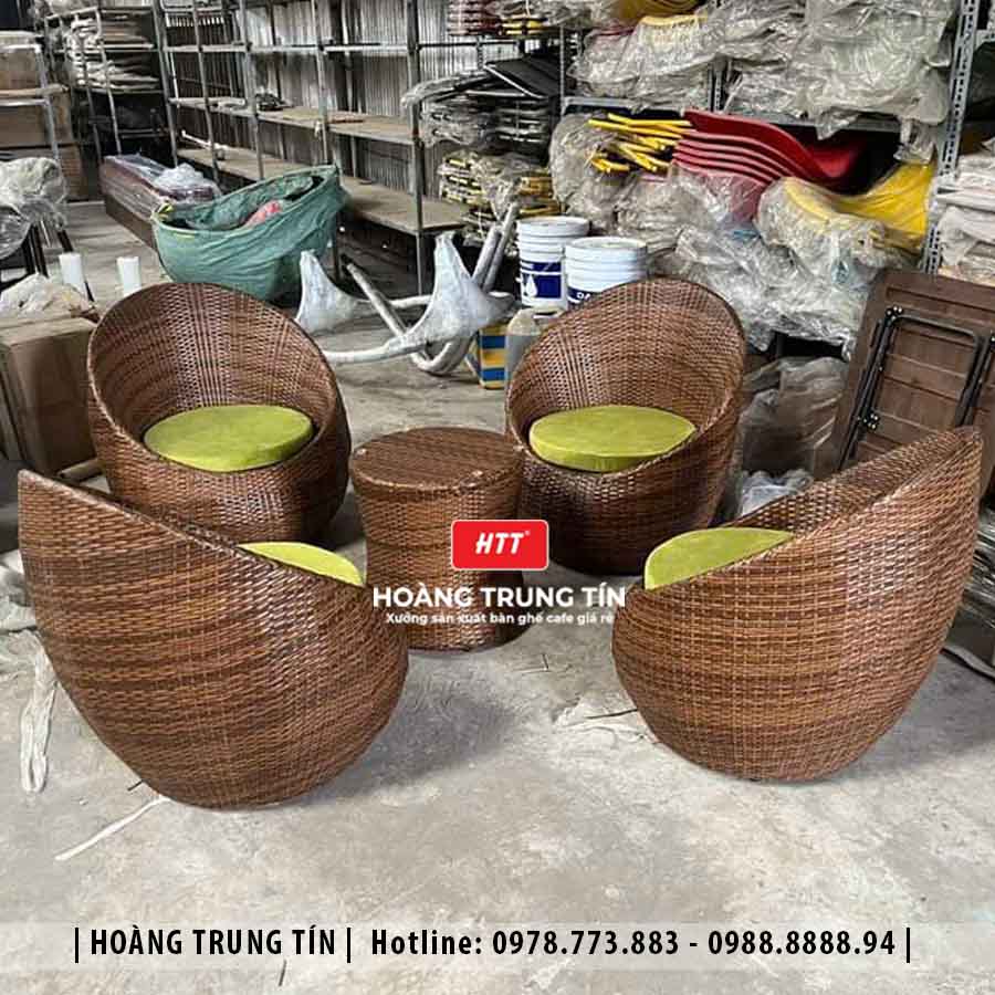Sofa trứng đan nhựa giả mây HTT31