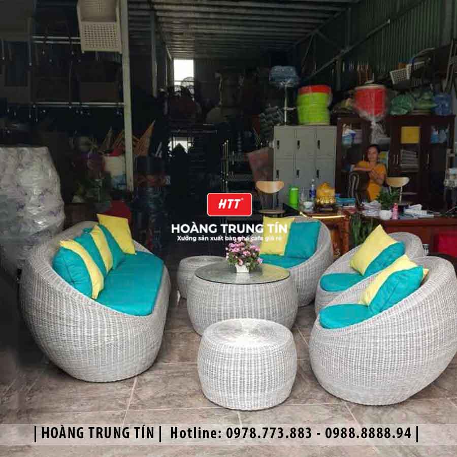Sofa trứng đan nhựa giả mây HTT24