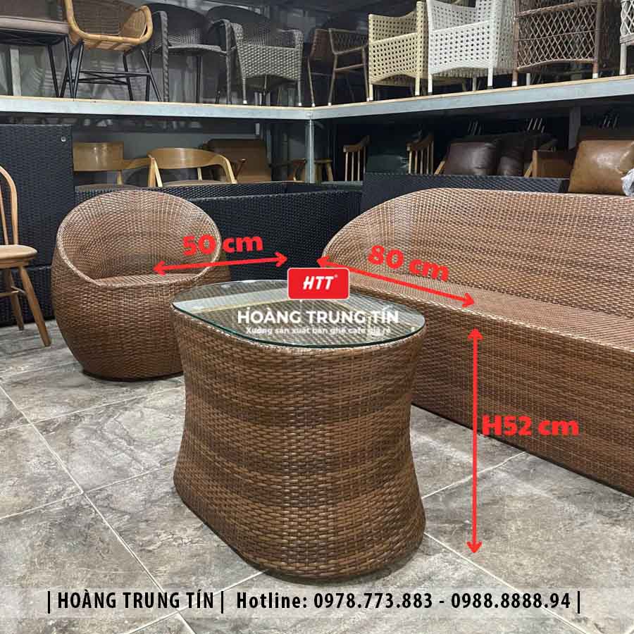 Sofa trứng đan nhựa giả mây HTT18