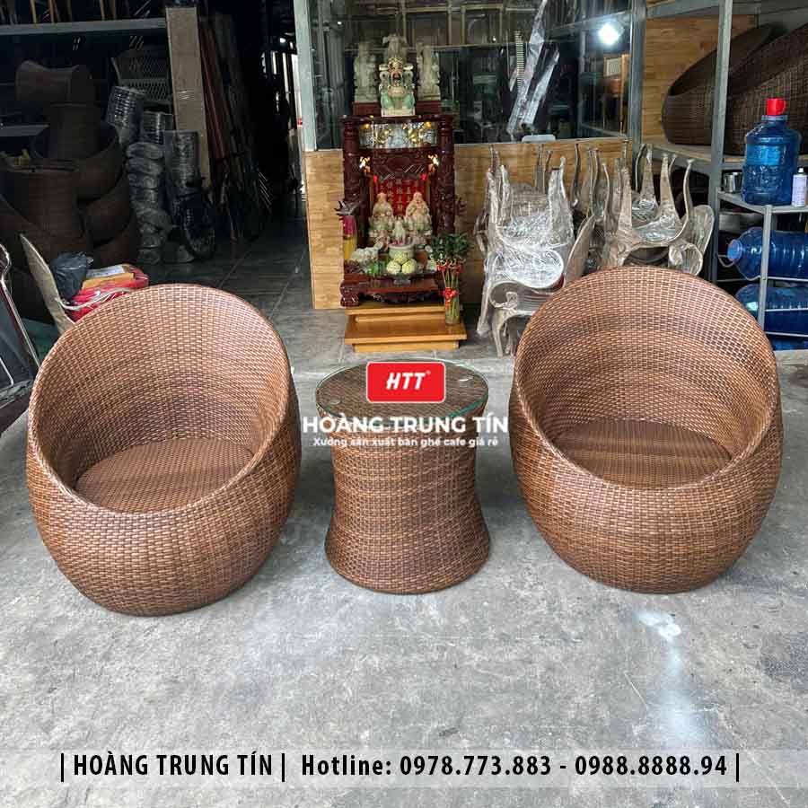 Sofa trứng đan nhựa giả mây HTT31