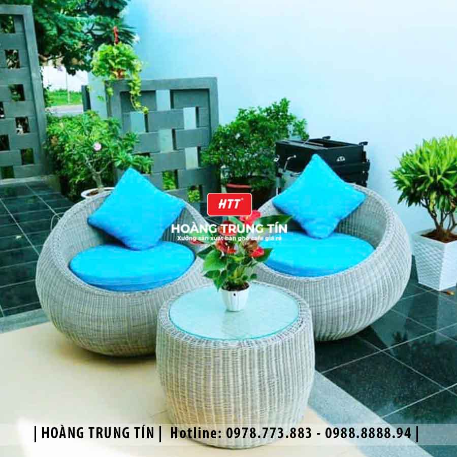 Sofa trứng đan nhựa giả mây HTT26