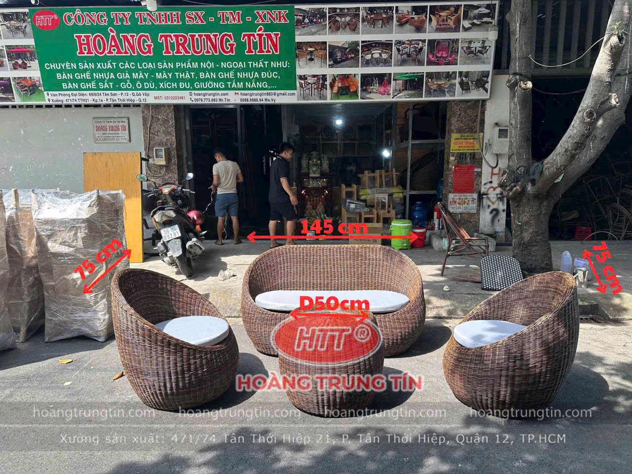 B&agrave;n Ghế Trứng Đan Nhựa Giả M&acirc;y M&agrave;u N&acirc;u Đậm