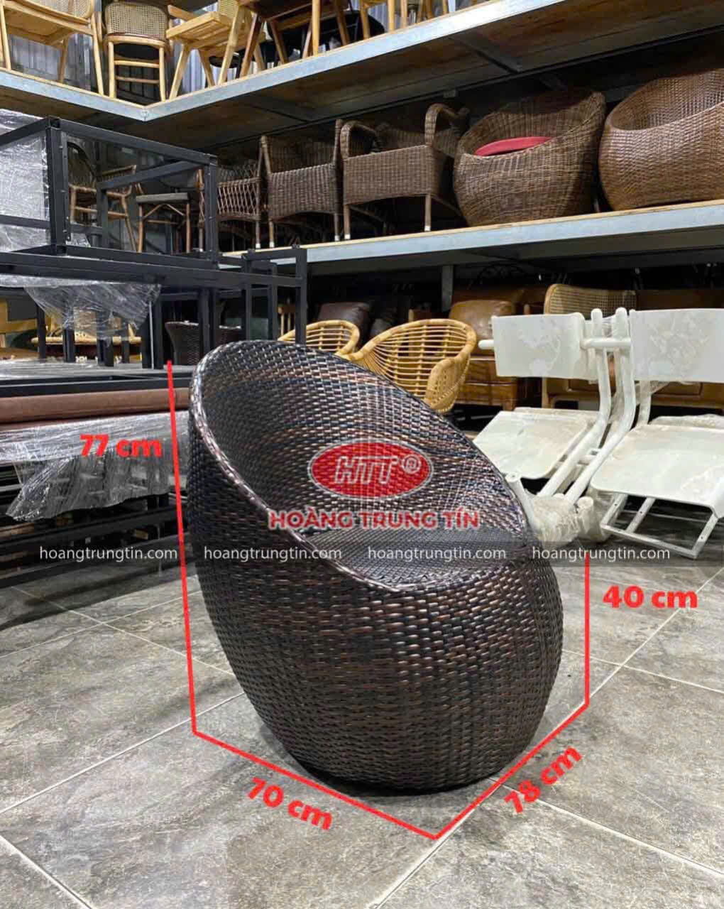 K&iacute;ch thước B&agrave;n Ghế Trứng Đan Nhựa Giả M&acirc;y M&agrave;u N&acirc;u Đậm