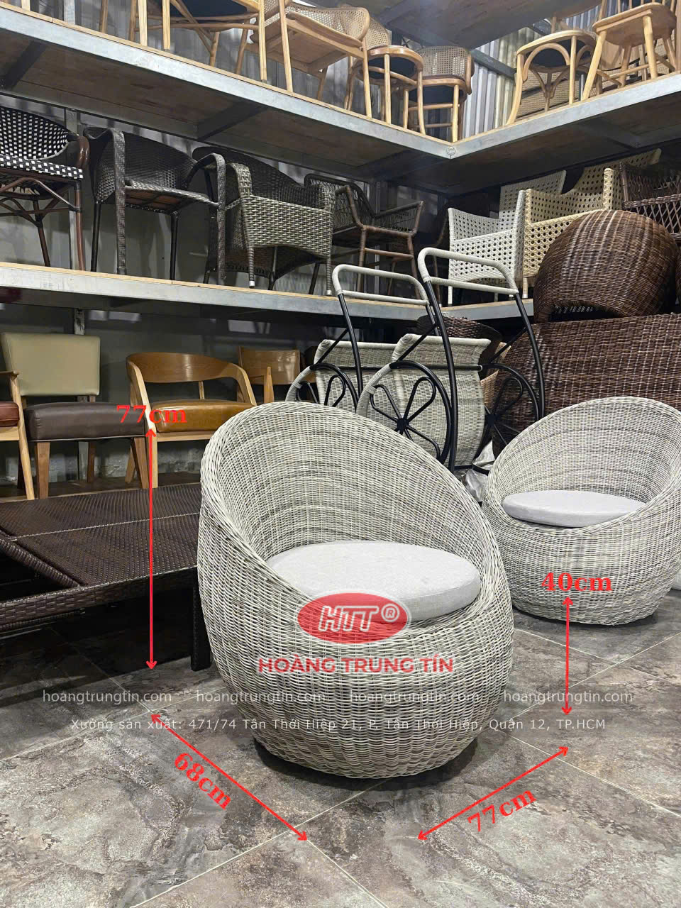 B&agrave;n Ghế Trứng Đan Nhựa Giả M&acirc;y M&agrave;u Trắng X&aacute;m