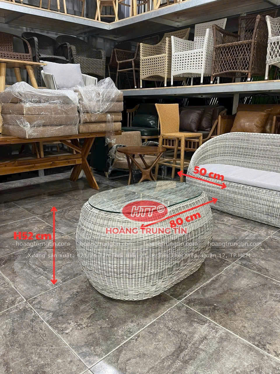 B&agrave;n Ghế Trứng Đan Nhựa Giả M&acirc;y M&agrave;u Trắng X&aacute;m