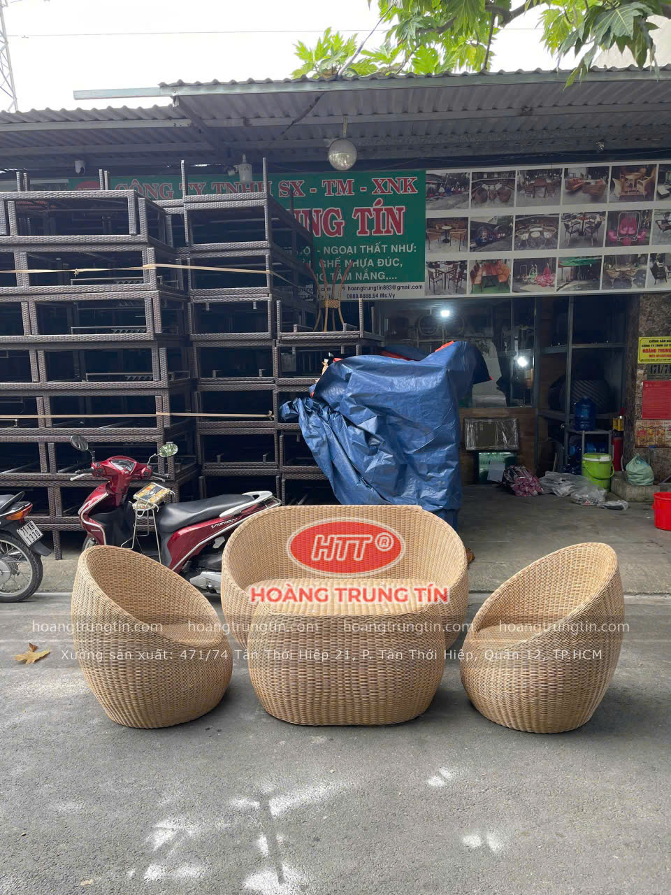 Bàn Ghế Trứng Đan Nhựa Giả Mây Màu Mây Thật