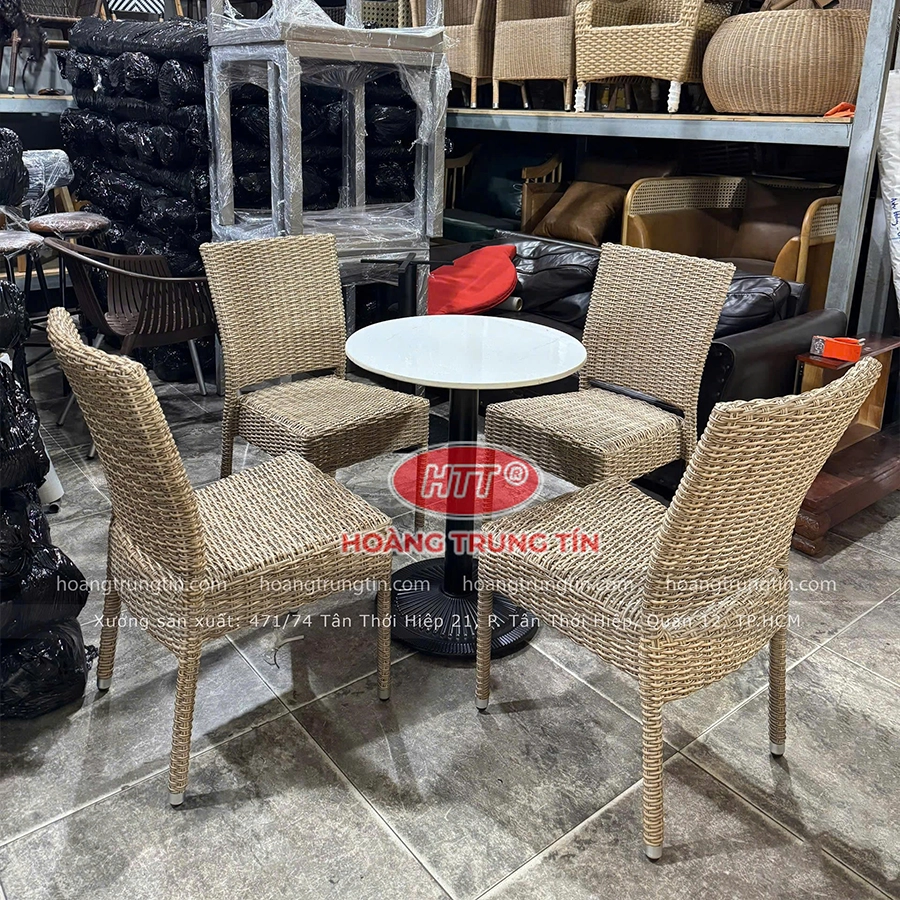 Bàn ghế đan nhựa giả mây HTT 03
