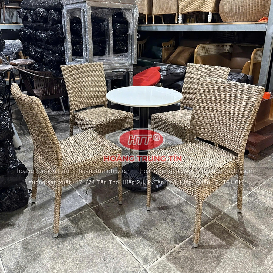 Bàn ghế đan nhựa giả mây HTT 03