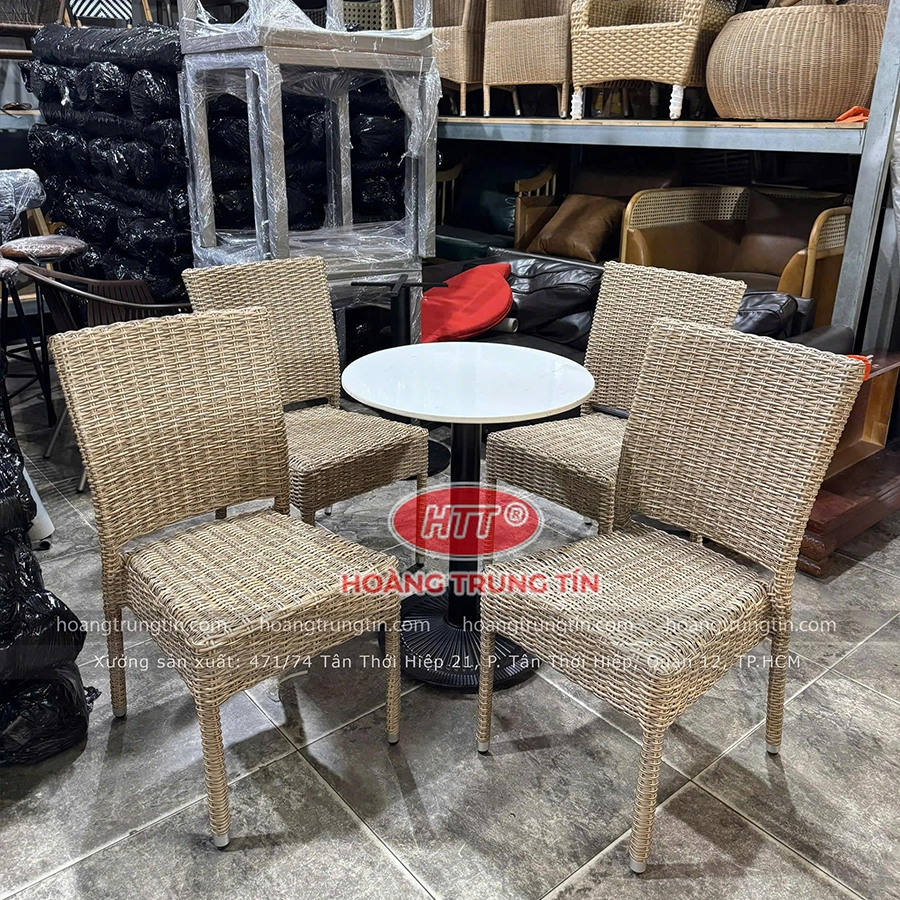 Bàn ghế đan nhựa giả mây HTT 03