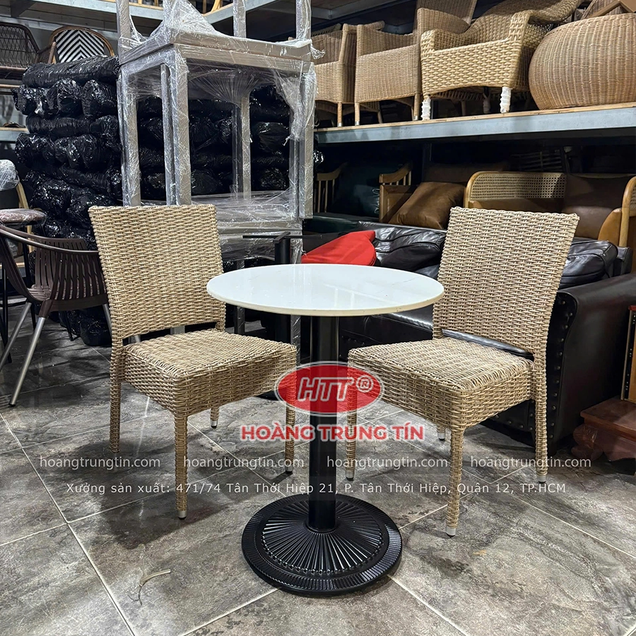 Bàn ghế đan nhựa giả mây HTT 03