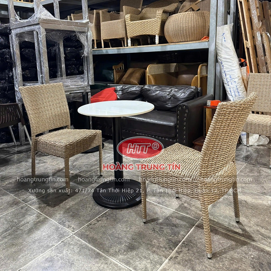 Bàn ghế đan nhựa giả mây HTT 03