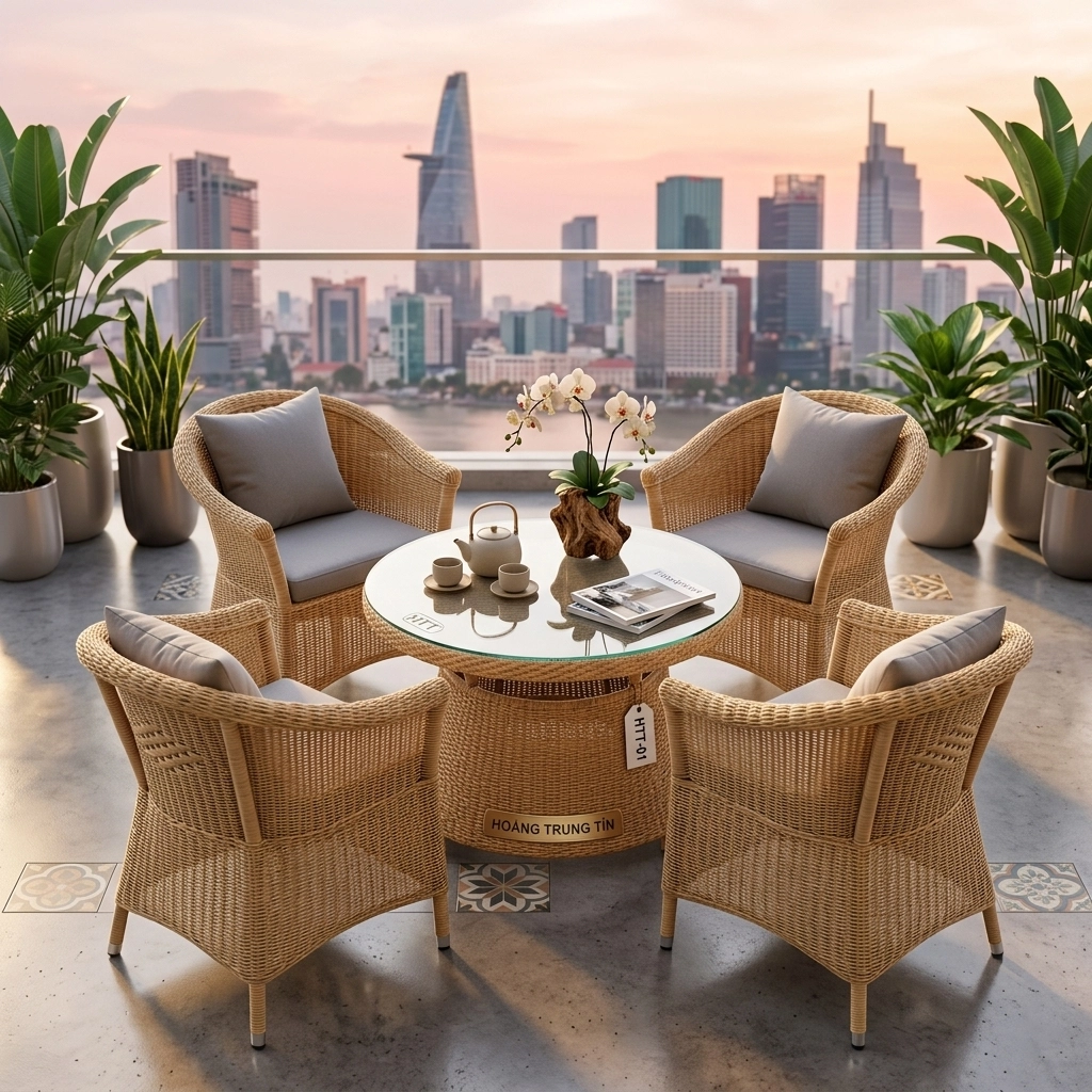 Bàn Ghế Nhựa Giả Mây Cao Cấp HTT 01 Bàn Ghế Nhựa Giả Mây Cao Cấp HTT 01-1