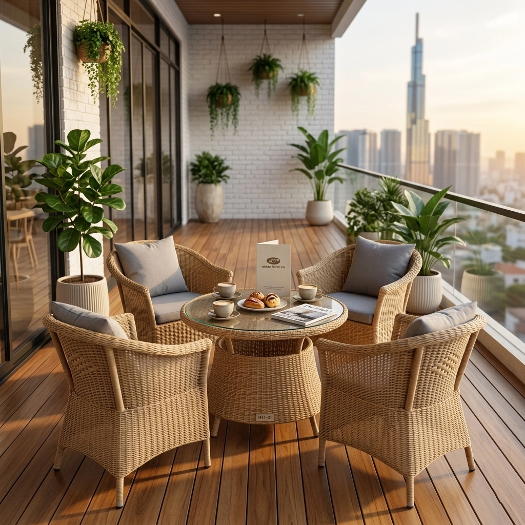 Bàn Ghế Nhựa Giả Mây Cao Cấp HTT 01 Bàn Ghế Nhựa Giả Mây Cao Cấp HTT 01-2