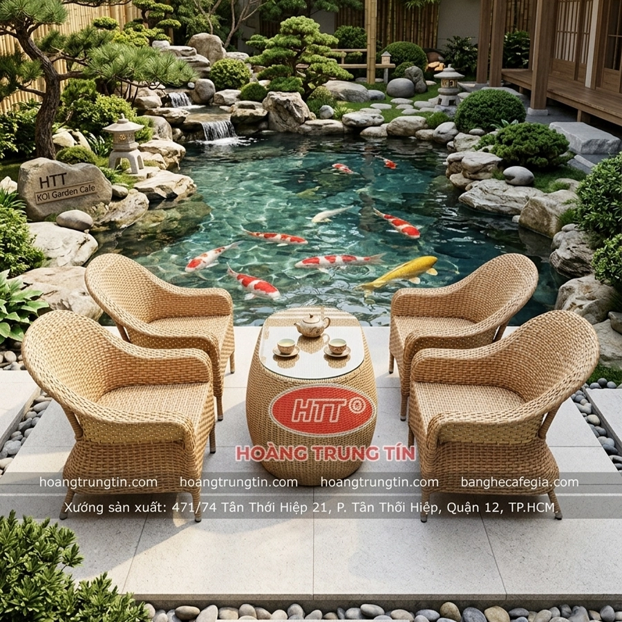 Bộ Bàn Ghế Nhựa Giả Mây HTT 01