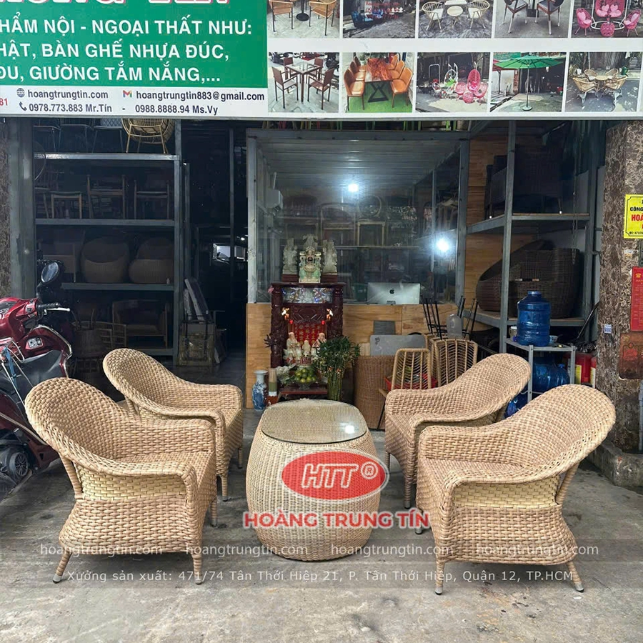 Bộ Bàn Ghế Nhựa Giả Mây HTT 01