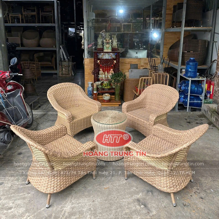 Bộ Bàn Ghế Nhựa Giả Mây HTT 01