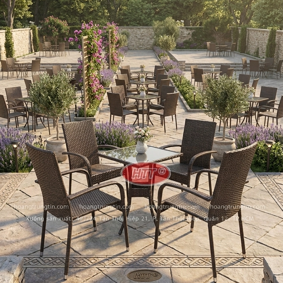 b&agrave;n ghế nhựa giả m&acirc;y HTT 03-2