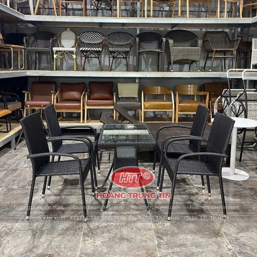 B&agrave;n Ghế Nhựa Giả M&acirc;y HTT 03-4