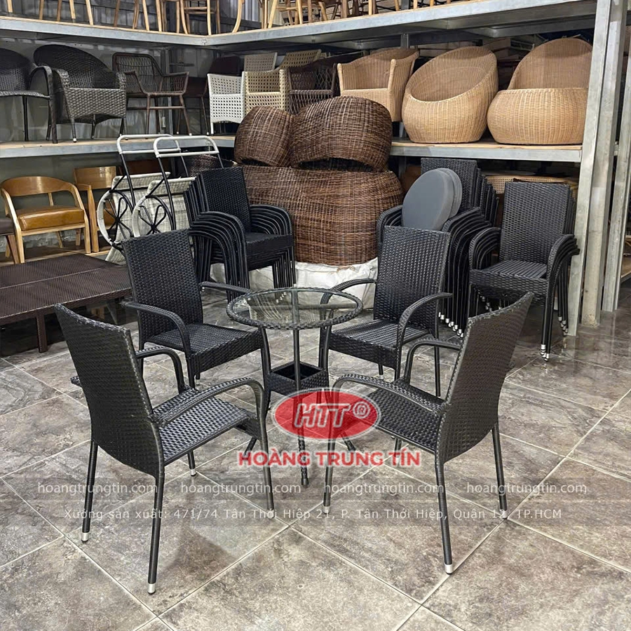 B&agrave;n Ghế Nhựa Giả M&acirc;y HTT 03-5