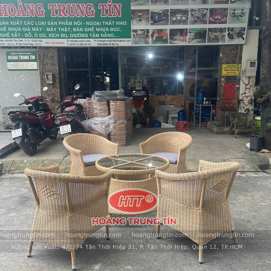 Bàn Ghế Nhựa Giả Mây Cao Cấp HTT 01 Bàn Ghế Nhựa Giả Mây Cao Cấp HTT 01