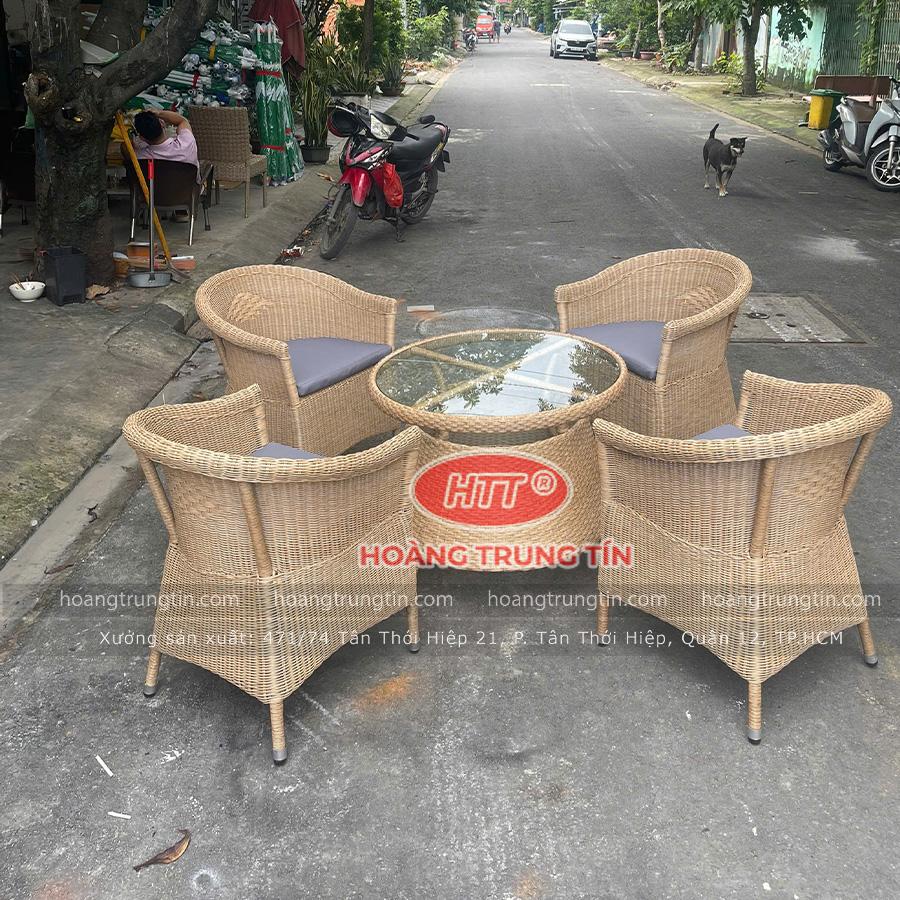 Bàn Ghế Nhựa Giả Mây Cao Cấp HTT 01